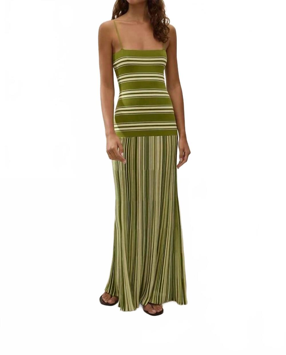 NEW FAITHFULL THE BRAND esenia knit maxi dress in ombre stripe macro juniper - Picture 3 of 4